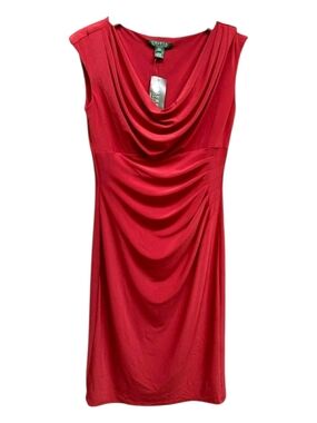 Lauren Ralph Lauren Women's Sz 6 Draped Ruched Cap Sleeve Sheath Dress NWT $130